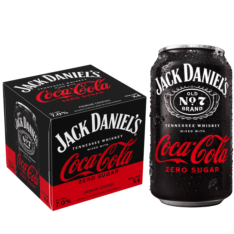 JACK DANIELS BLK & COCACOLA ZERO 4PK