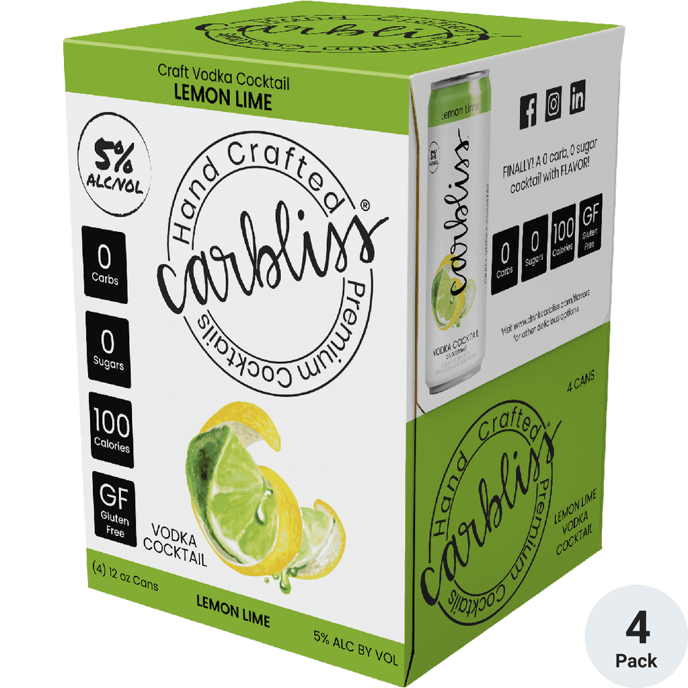 CARBLISS VODKA LEMON LIME 4PK