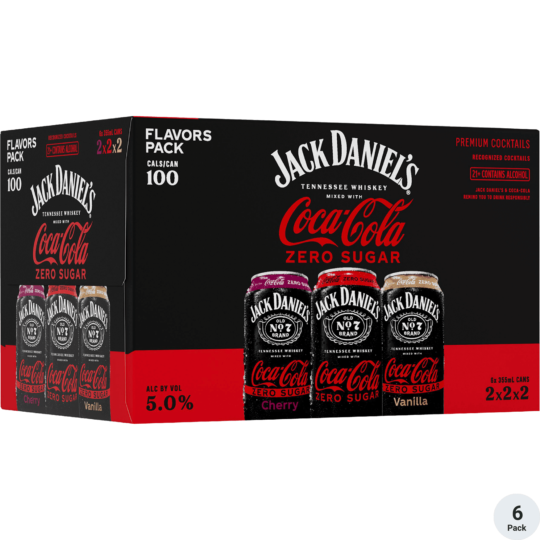 JACK DANIELS BLACK & FLAVOR ZERO VARIETY 6PK